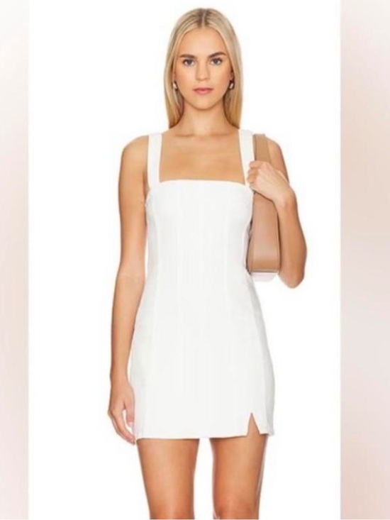 Show Me Your MuMu Dresses & Skirts - Show Me Your MuMu White Square-Neck Mini Dress with Side Slit